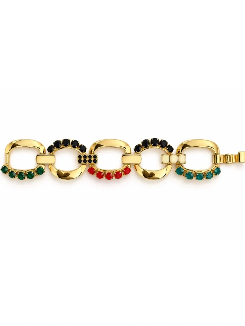 KATE SPADE • Vintage Gold Multicolor Stone Crystal Statement Link Bracelet